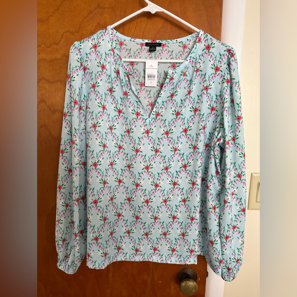 Ann Taylor Floral Long Sleeve Blouse